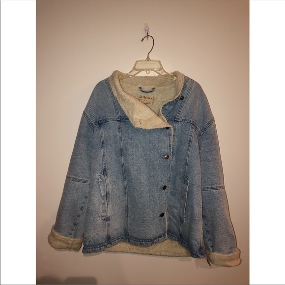 NEW FREE PEOPLE TWISTED HEART COZY DENIM JACKET - Picture 9 of 11
